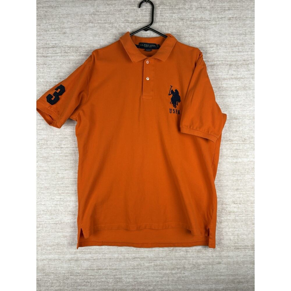 U.S. Polo Assn Shirt Mens XL Orange Big Pony Short Sleeve
